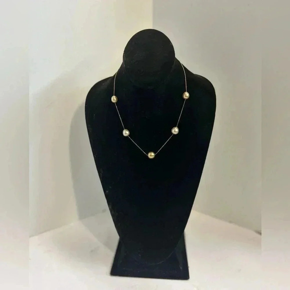 Silver .925 Gold Plated Pearl Necklace - Picture 1 of 3